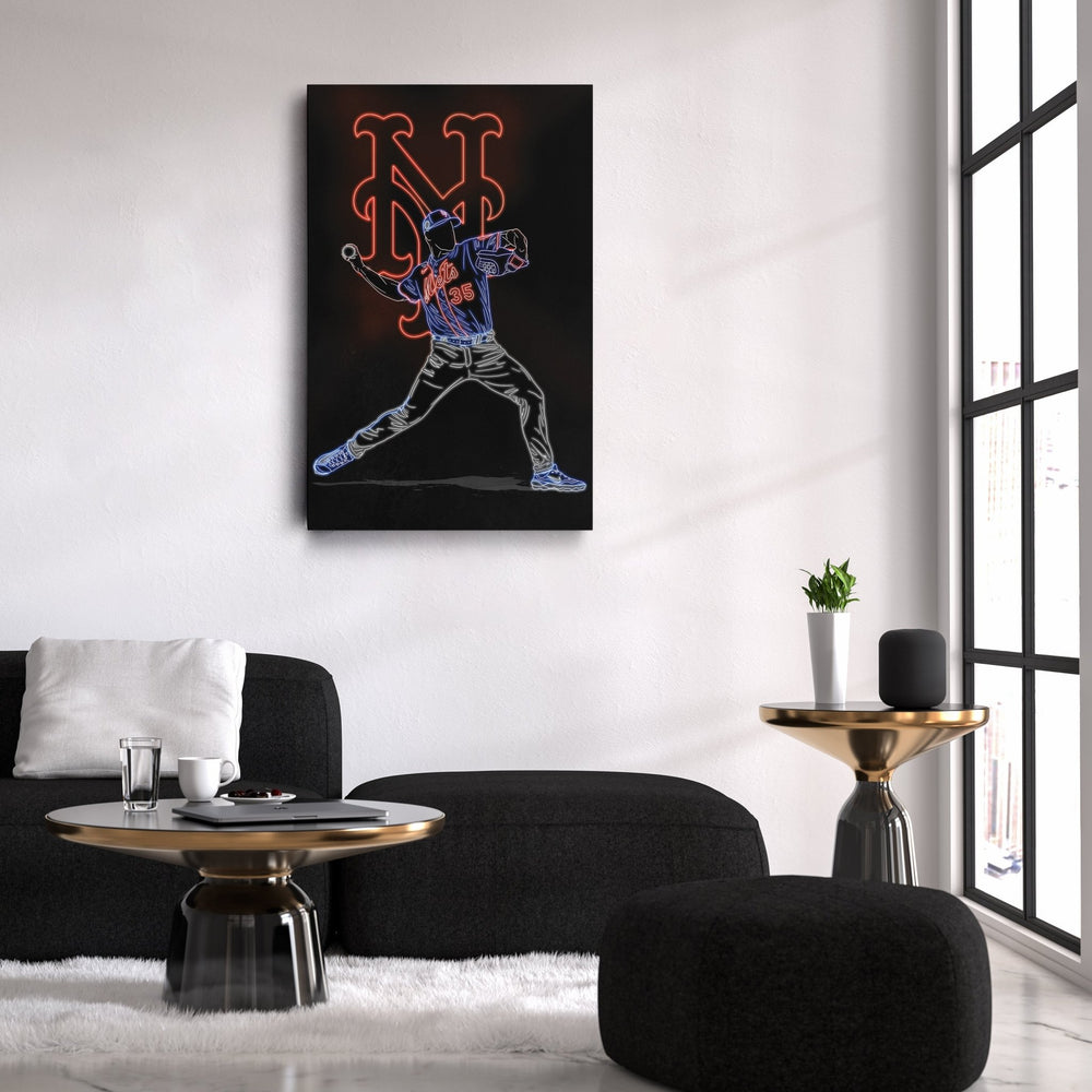 Justin Verlander Neon Canvas Art | Mets Wall Decor - CanvasNeon
