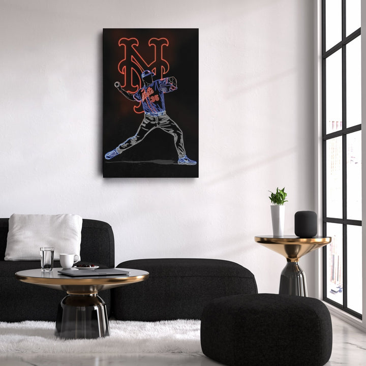 Justin Verlander Neon Canvas Art | Mets Wall Decor - CanvasNeon