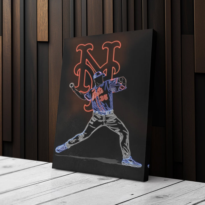 Justin Verlander Neon Canvas Art | Mets Wall Decor - CanvasNeon