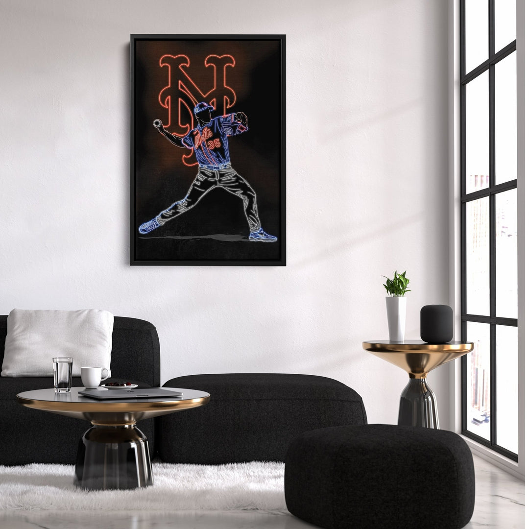 Justin Verlander Neon Canvas Art | Mets Wall Decor - CanvasNeon