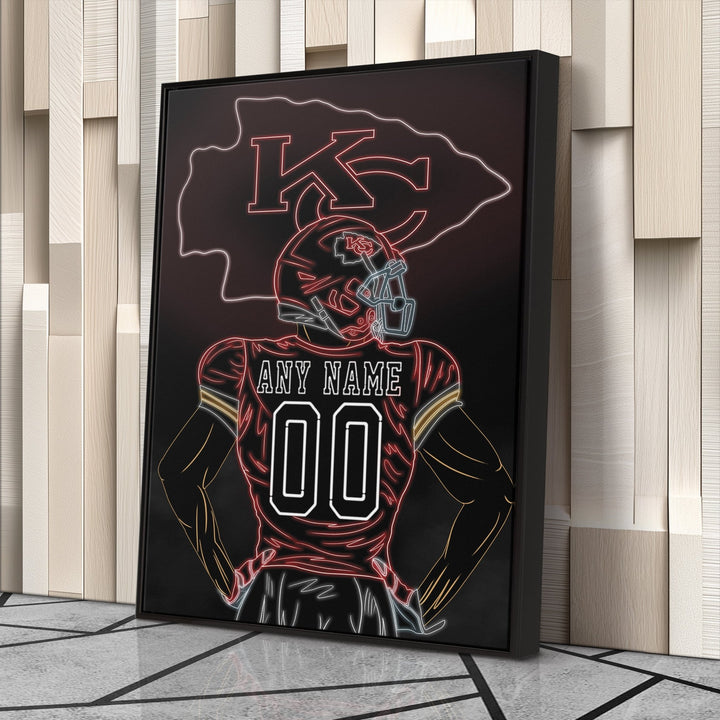 Kansas City Chiefs Personalized Jersey Canvas | Neon Wall Art - CanvasNeon