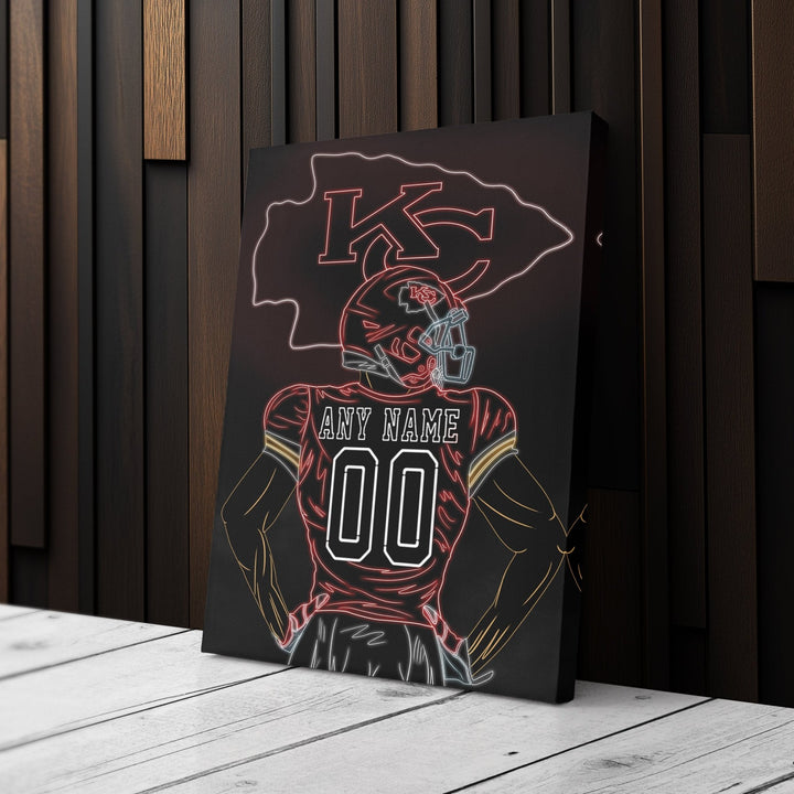Kansas City Chiefs Personalized Jersey Canvas | Neon Wall Art - CanvasNeon