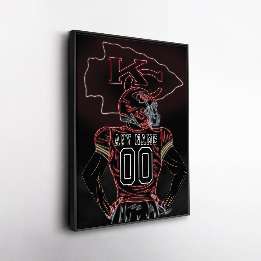 Kansas City Chiefs Personalized Jersey Canvas | Neon Wall Art - CanvasNeon