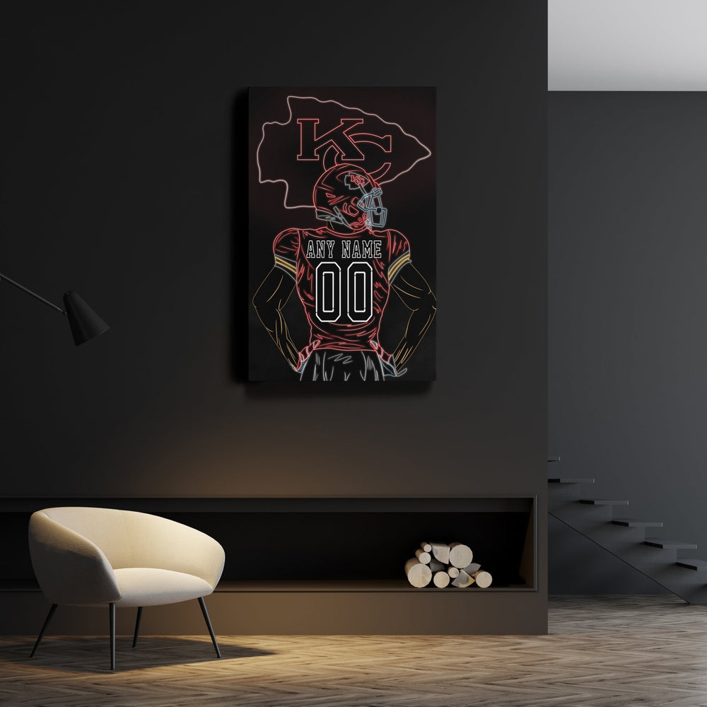 Kansas City Chiefs Personalized Jersey Canvas | Neon Wall Art - CanvasNeon