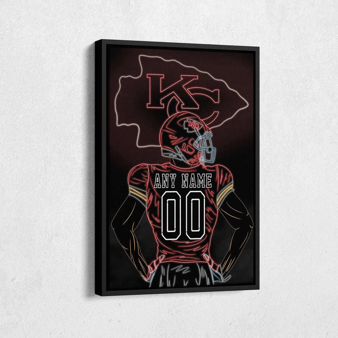 Kansas City Chiefs Personalized Jersey Canvas | Neon Wall Art - CanvasNeon