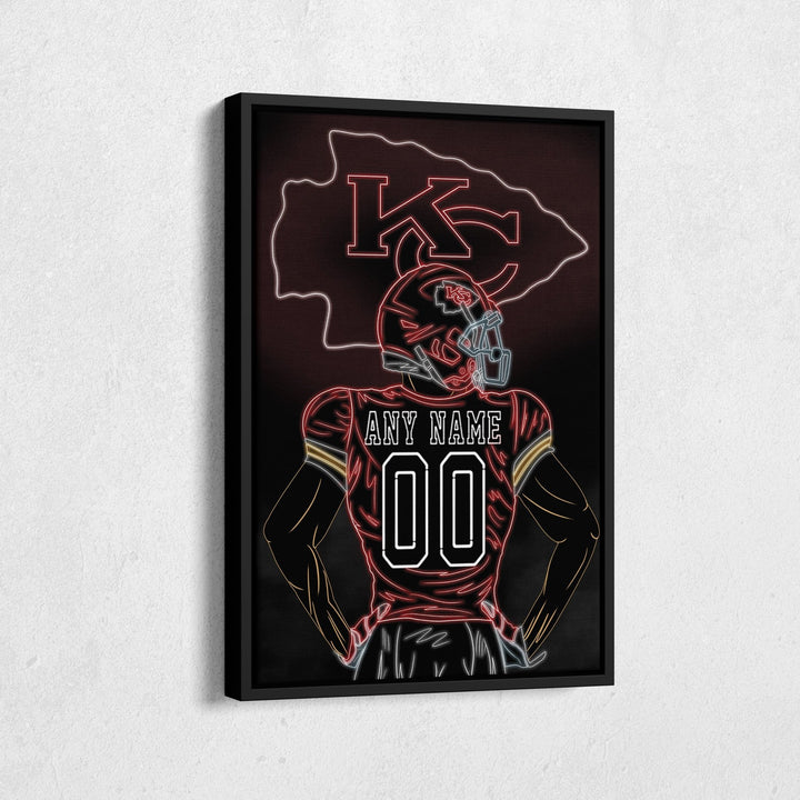 Kansas City Chiefs Personalized Jersey Canvas | Neon Wall Art - CanvasNeon