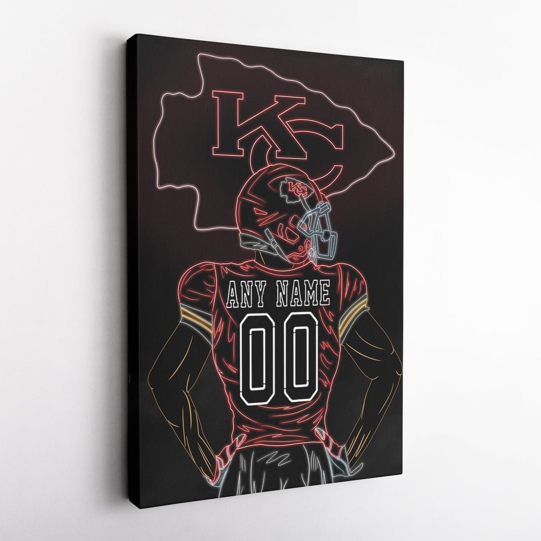 Kansas City Chiefs Personalized Jersey Canvas | Neon Wall Art - CanvasNeon