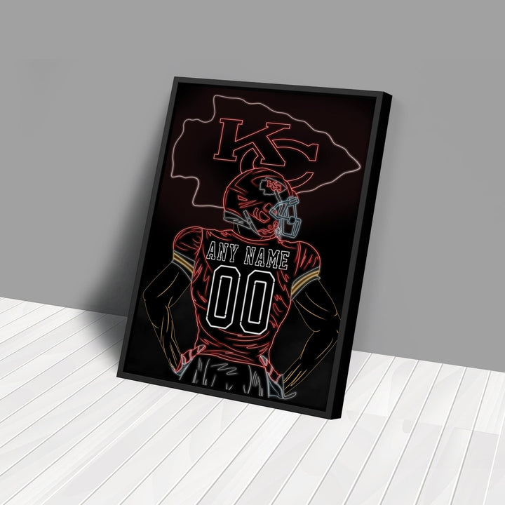 Kansas City Chiefs Personalized Jersey Canvas | Neon Wall Art - CanvasNeon