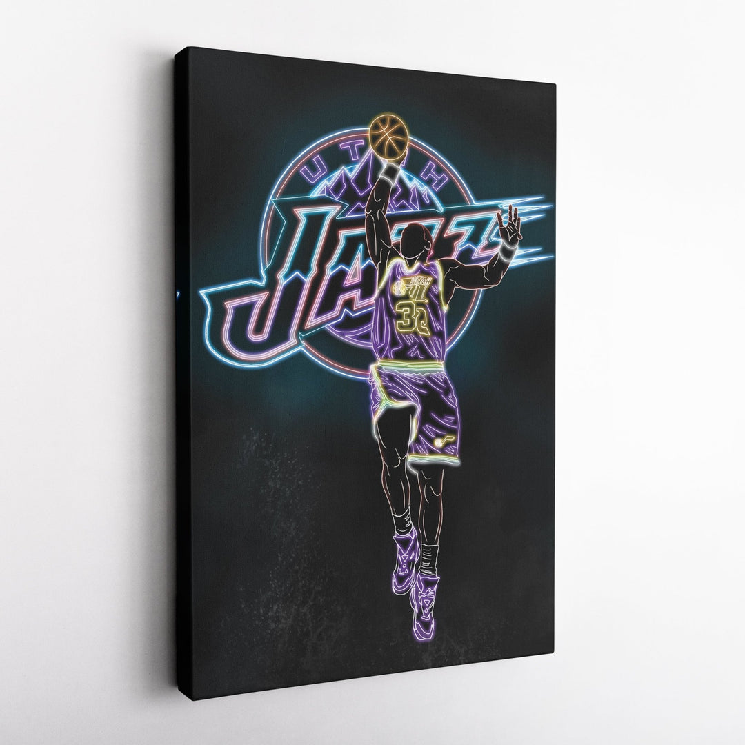 Karl Malone Neon Canvas Art | Jazz Wall Decor - CanvasNeon