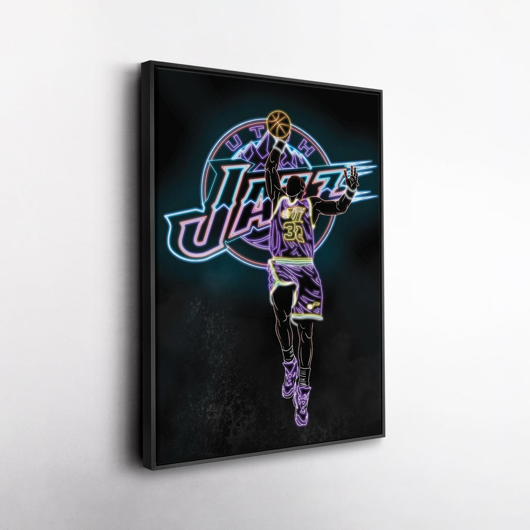 Karl Malone Neon Canvas Art | Jazz Wall Decor - CanvasNeon