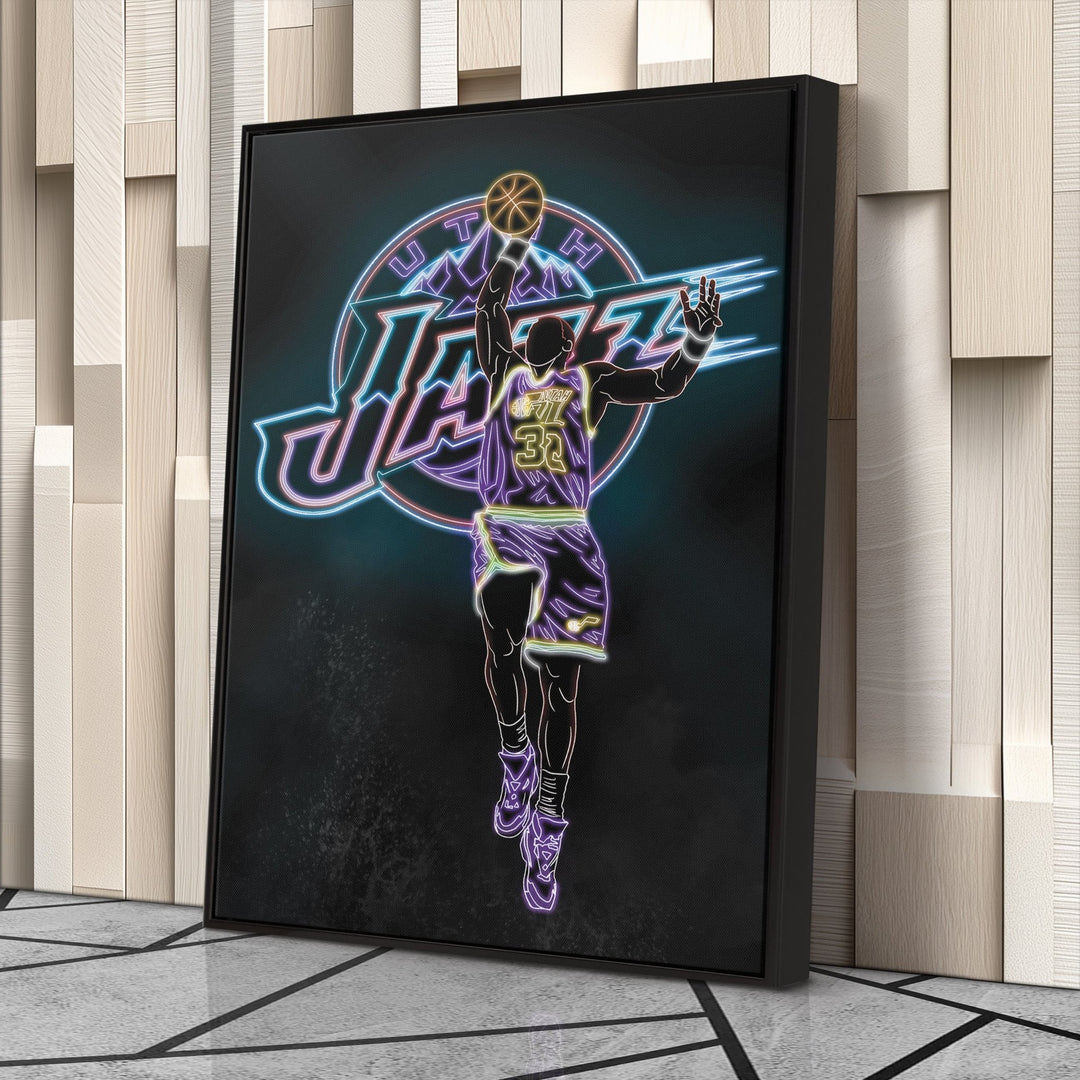 Karl Malone Neon Canvas Art | Jazz Wall Decor - CanvasNeon