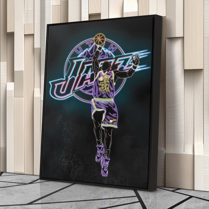 Karl Malone Neon Canvas Art | Jazz Wall Decor - CanvasNeon