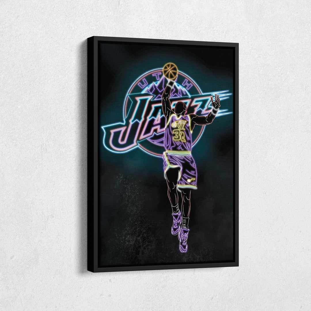 Karl Malone Neon Canvas Art | Jazz Wall Decor - CanvasNeon