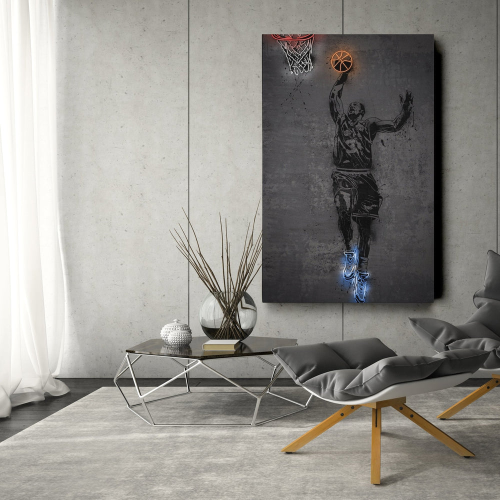 Karl Malone Neon Canvas Art | Modern Wall Decor for Jazz Fans - CanvasNeon
