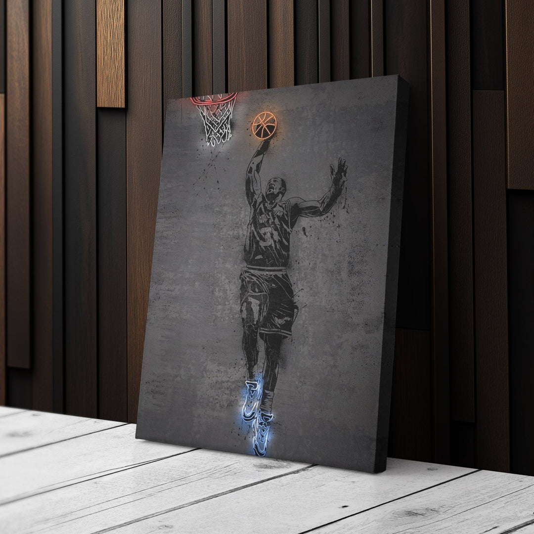 Karl Malone Neon Canvas Art | Modern Wall Decor for Jazz Fans - CanvasNeon