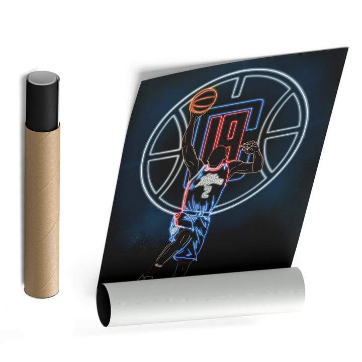 Kawhi Leonard Neon Canvas Art | Clippers Wall Decor - CanvasNeon