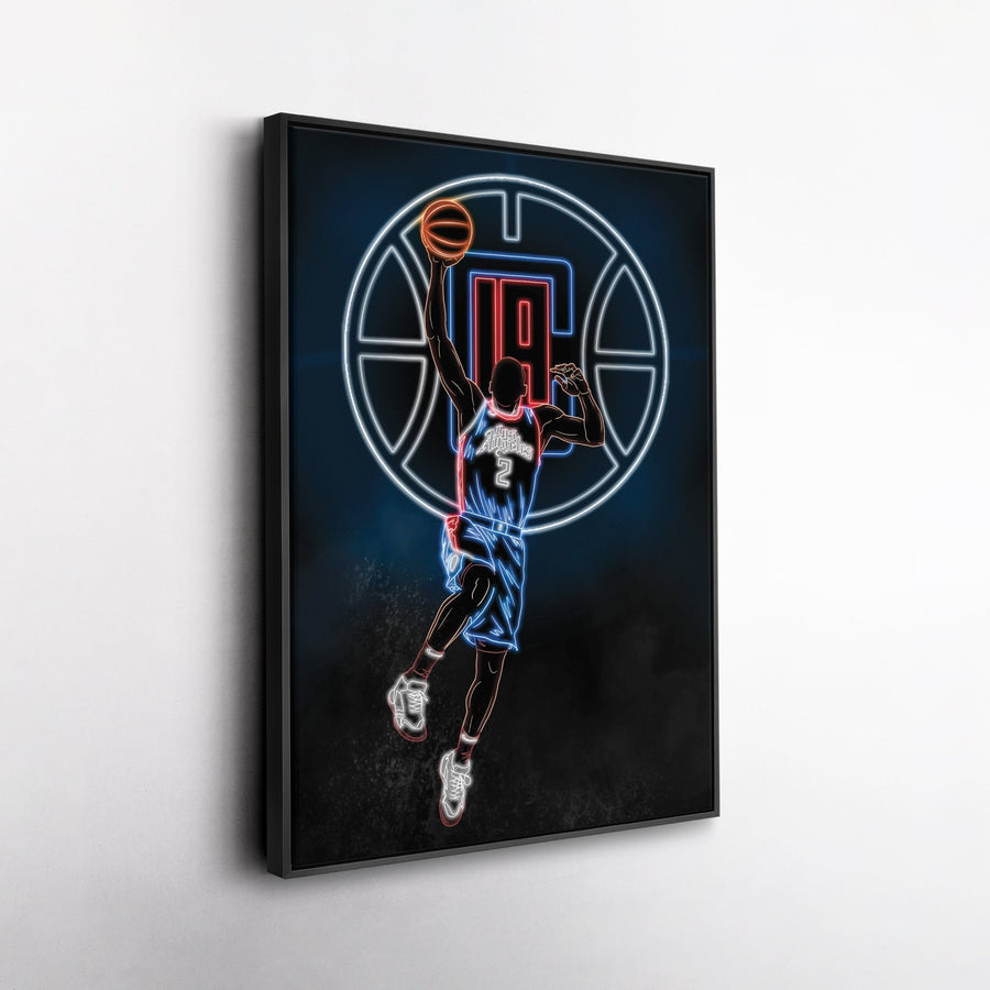 Kawhi Leonard Neon Canvas Art | Clippers Wall Decor - CanvasNeon