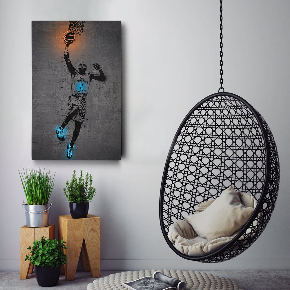 Kawhi Leonard Neon Canvas Art | Modern Wall Decor for Clippers Fans - CanvasNeon