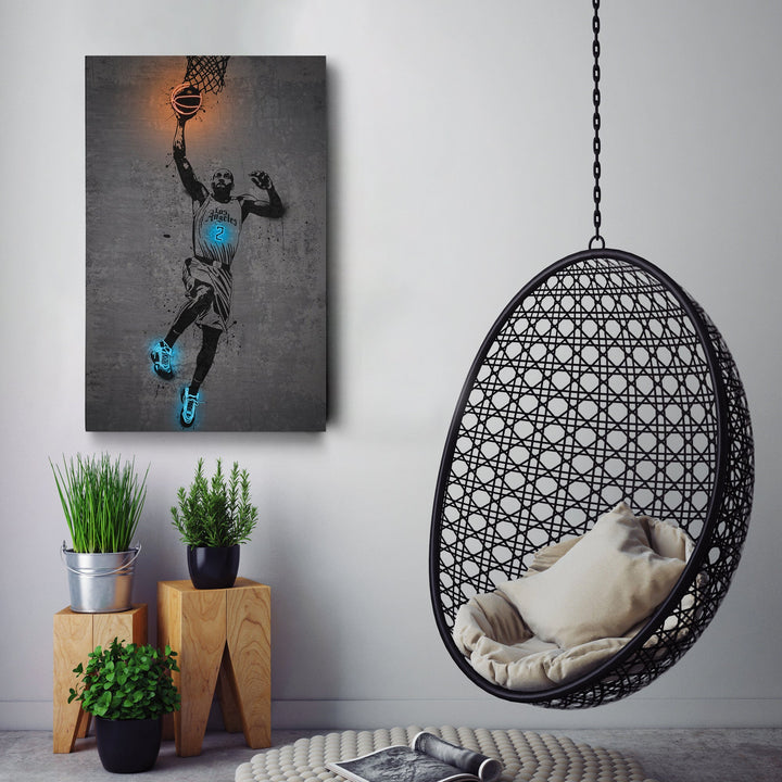 Kawhi Leonard Neon Canvas Art | Modern Wall Decor for Clippers Fans - CanvasNeon