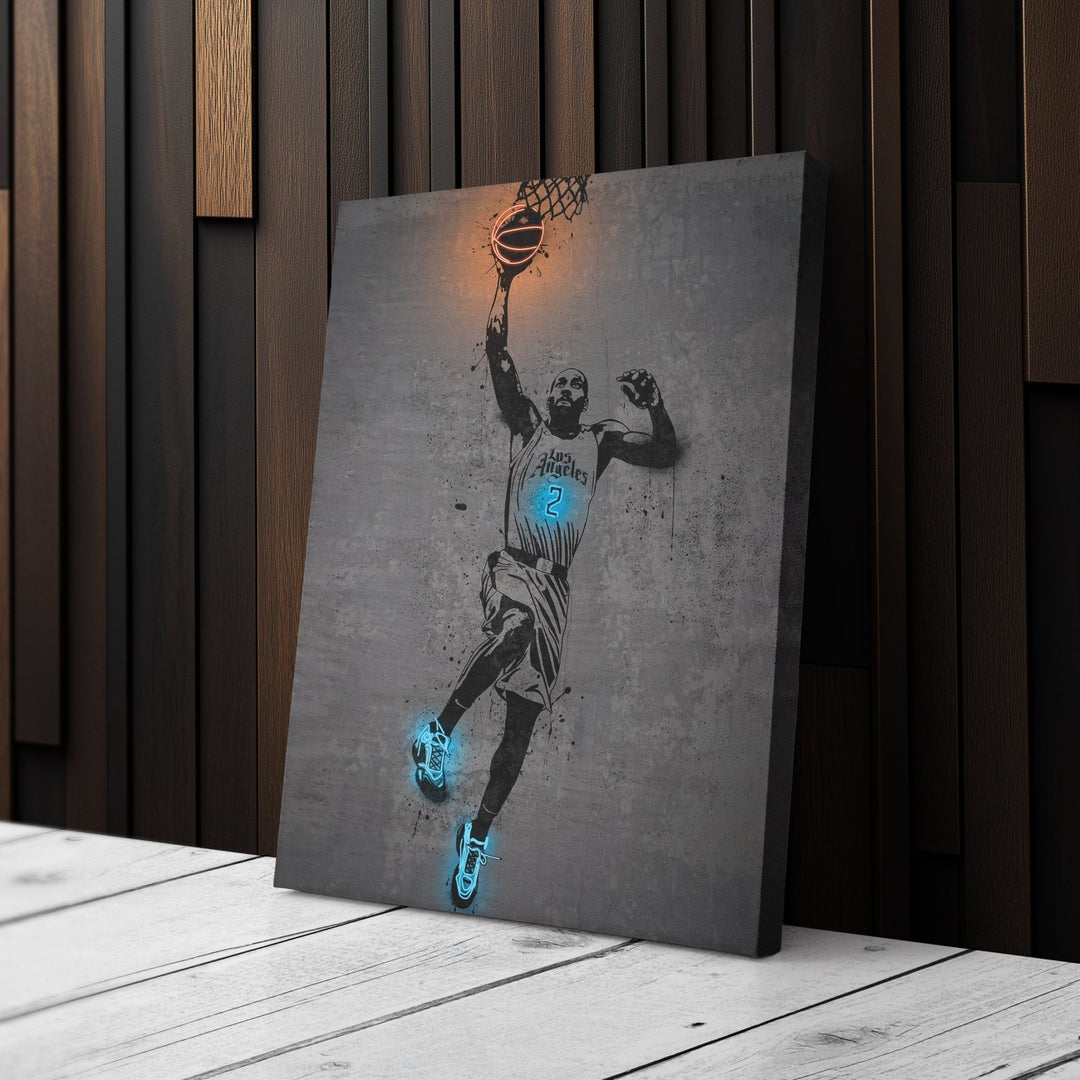 Kawhi Leonard Neon Canvas Art | Modern Wall Decor for Clippers Fans - CanvasNeon