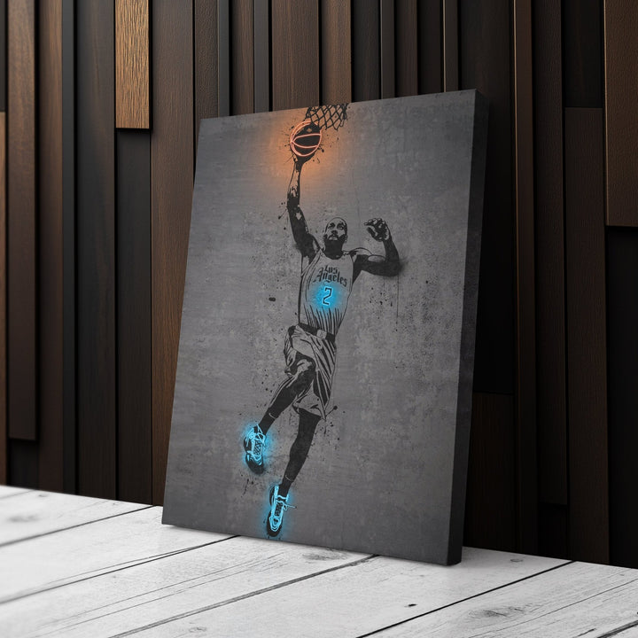 Kawhi Leonard Neon Canvas Art | Modern Wall Decor for Clippers Fans - CanvasNeon