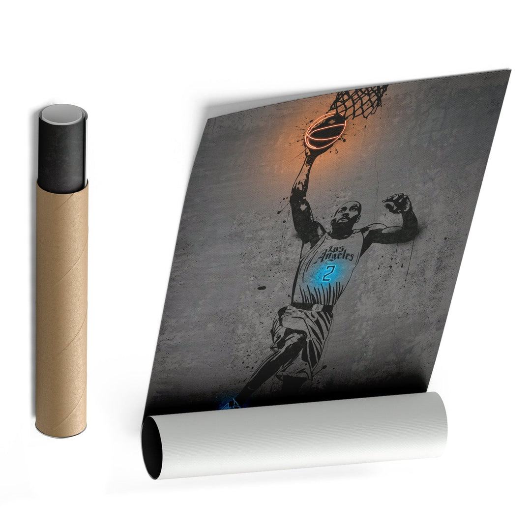 Kawhi Leonard Neon Canvas Art | Modern Wall Decor for Clippers Fans - CanvasNeon