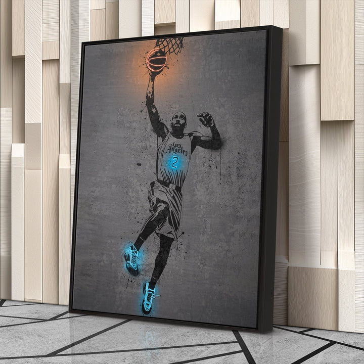 Kawhi Leonard Neon Canvas Art | Modern Wall Decor for Clippers Fans - CanvasNeon