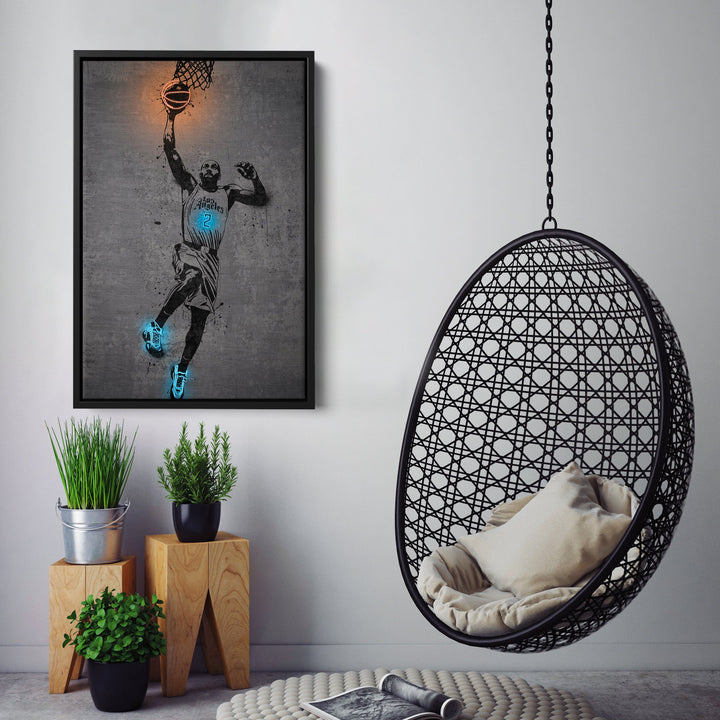 Kawhi Leonard Neon Canvas Art | Modern Wall Decor for Clippers Fans - CanvasNeon