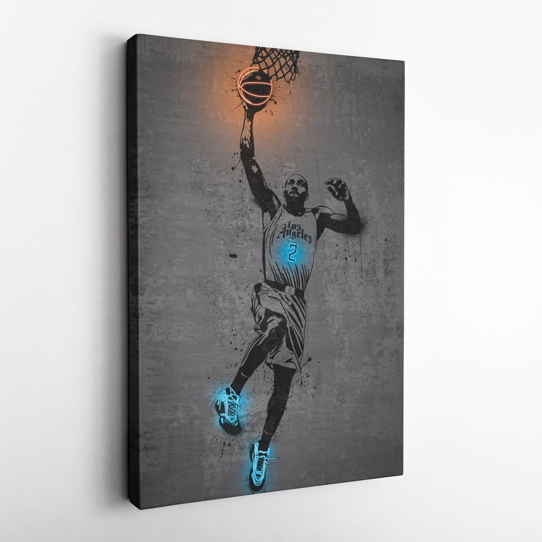 Kawhi Leonard Neon Canvas Art | Modern Wall Decor for Clippers Fans - CanvasNeon