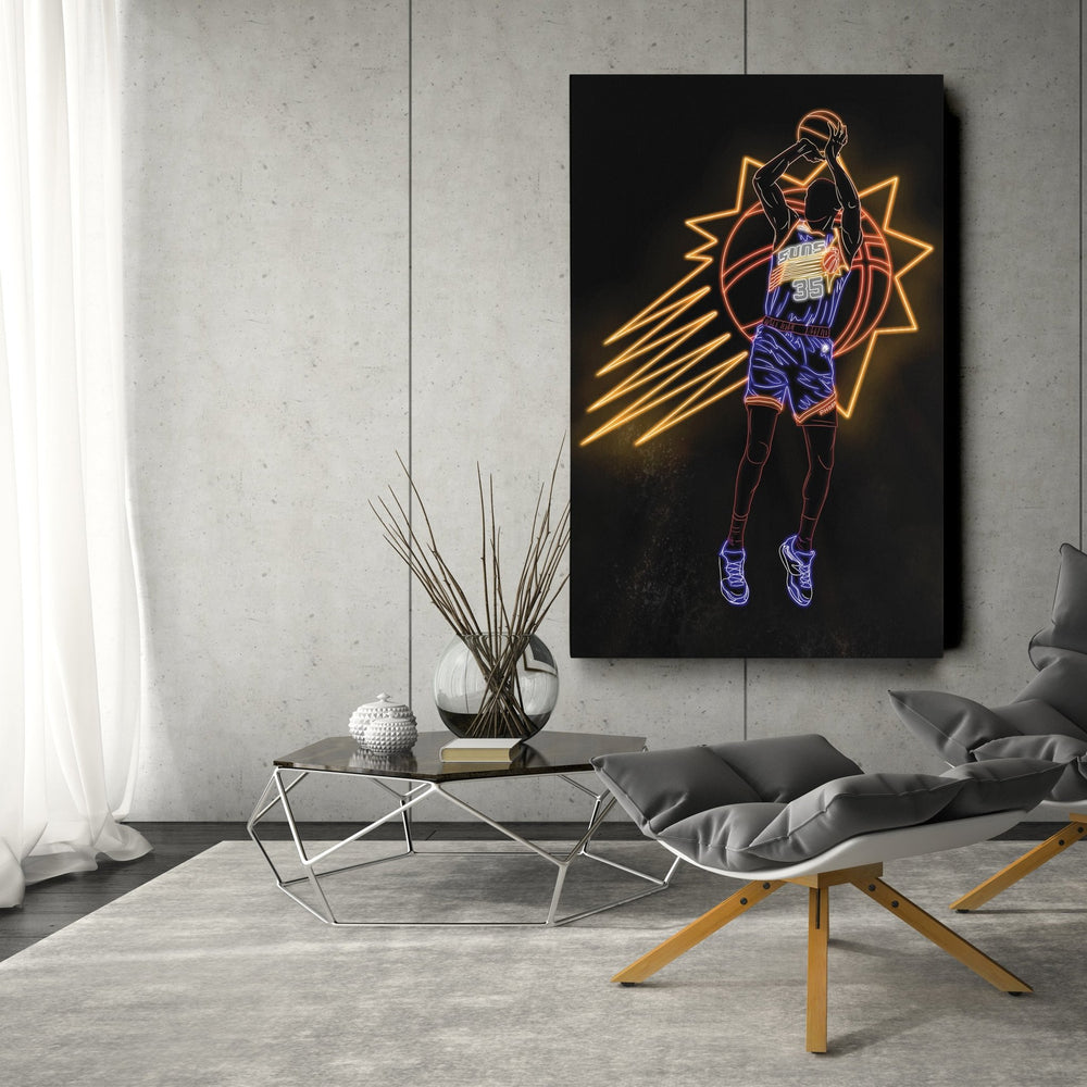 Kevin Durant Neon Canvas Art | Suns Wall Decor - CanvasNeon