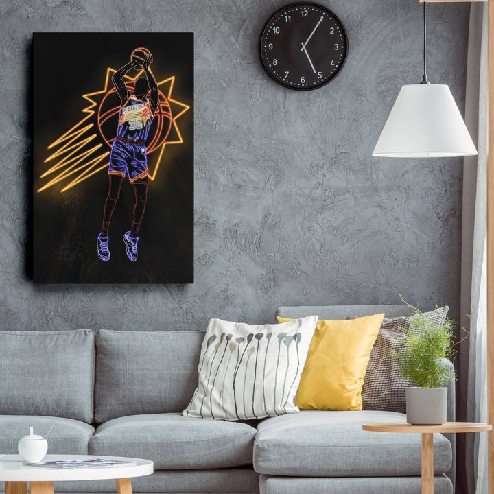 Kevin Durant Neon Canvas Art | Suns Wall Decor - CanvasNeon