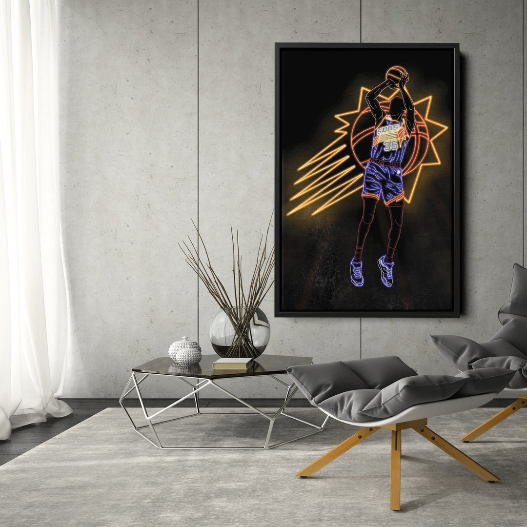 Kevin Durant Neon Canvas Art | Suns Wall Decor - CanvasNeon