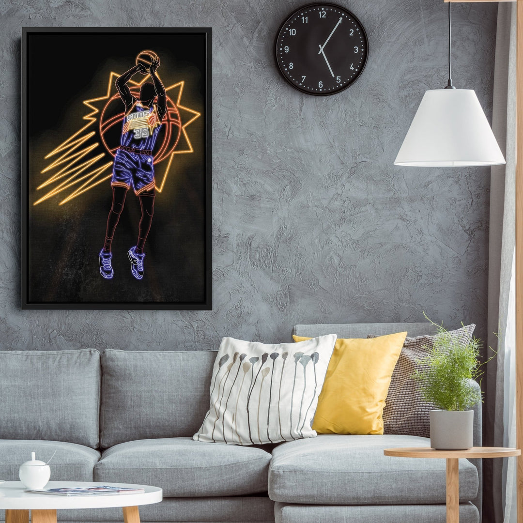 Kevin Durant Neon Canvas Art | Suns Wall Decor - CanvasNeon