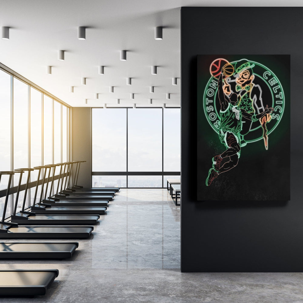 Kevin Garnett Neon Canvas Art | Celtics Wall Decor - CanvasNeon