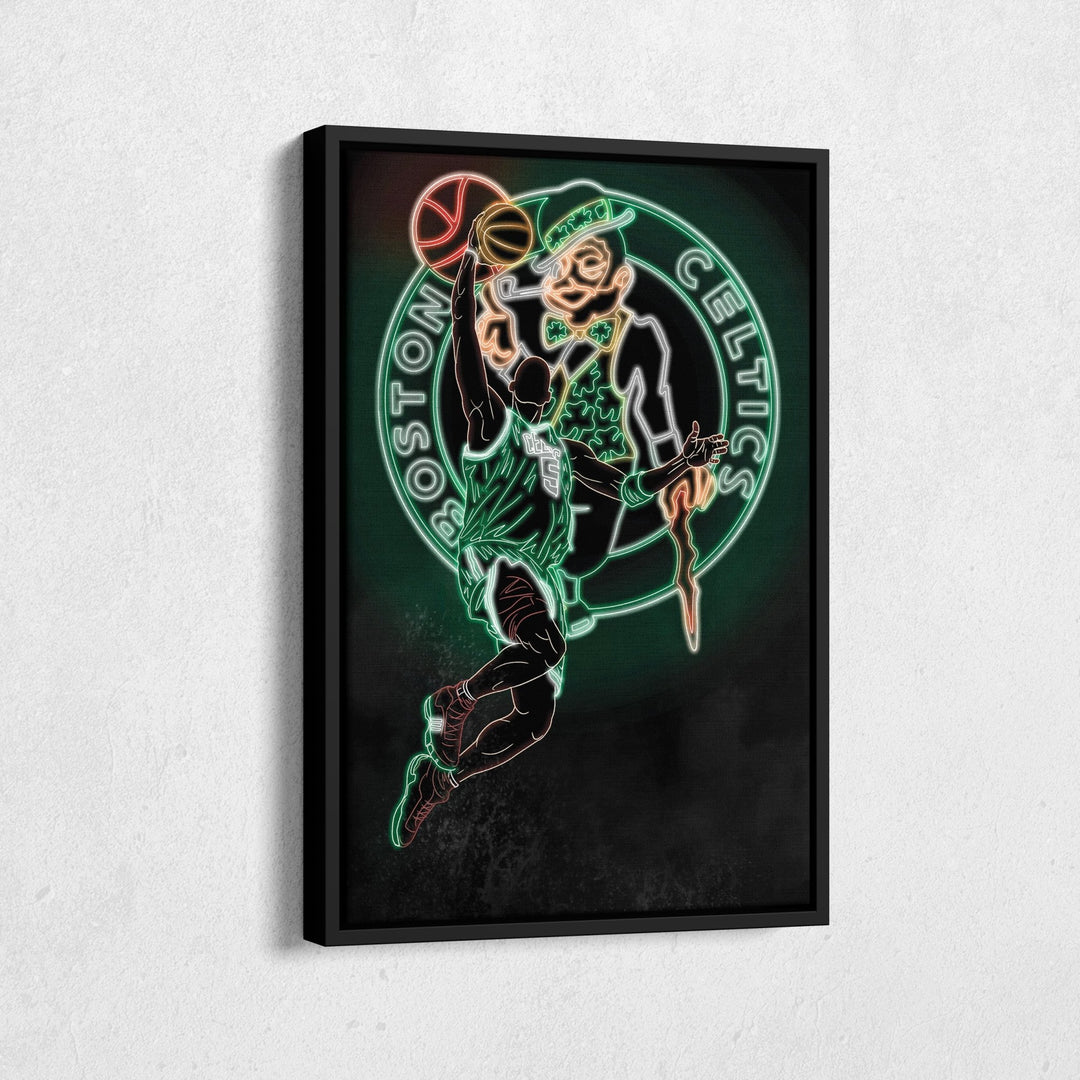 Kevin Garnett Neon Canvas Art | Celtics Wall Decor - CanvasNeon