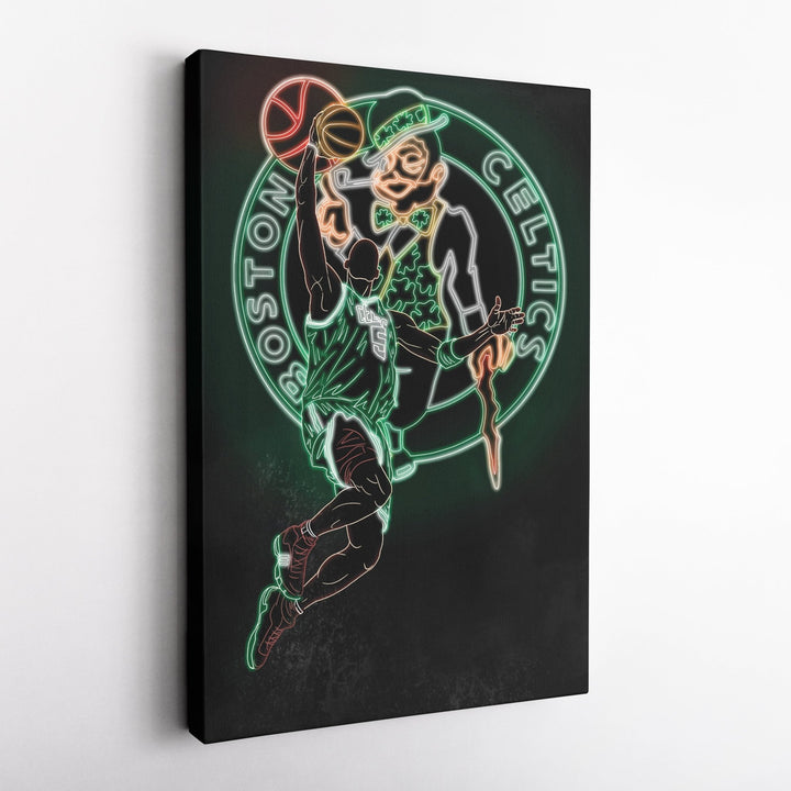 Kevin Garnett Neon Canvas Art | Celtics Wall Decor - CanvasNeon