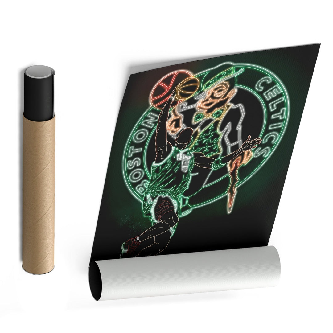 Kevin Garnett Neon Canvas Art | Celtics Wall Decor - CanvasNeon