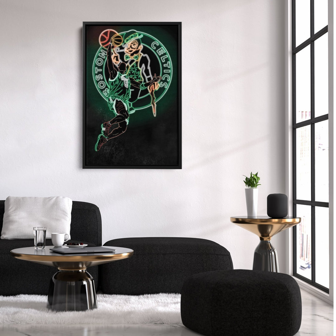 Kevin Garnett Neon Canvas Art | Celtics Wall Decor - CanvasNeon