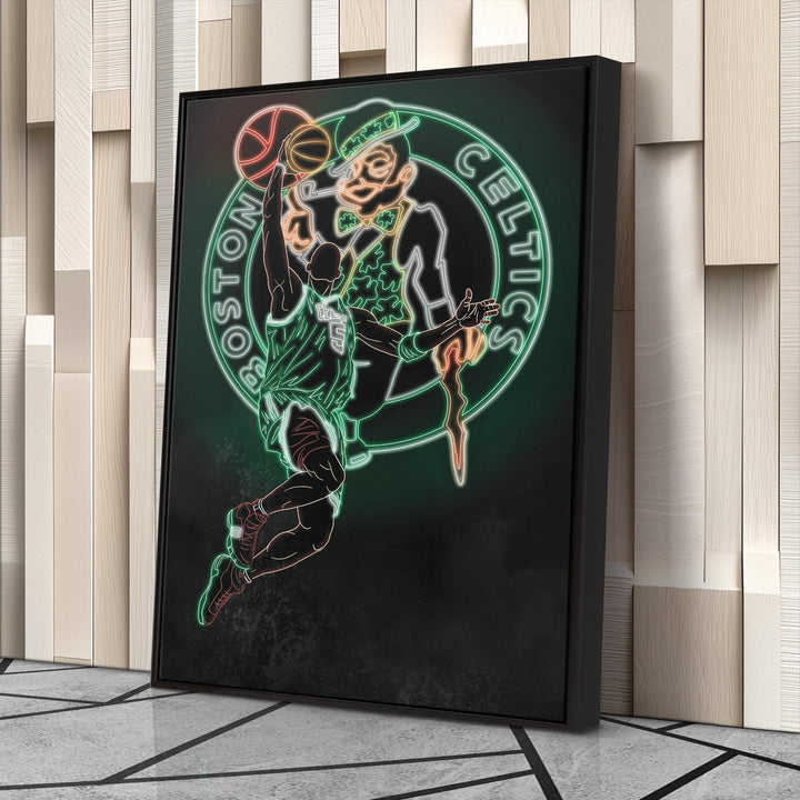 Kevin Garnett Neon Canvas Art | Celtics Wall Decor - CanvasNeon