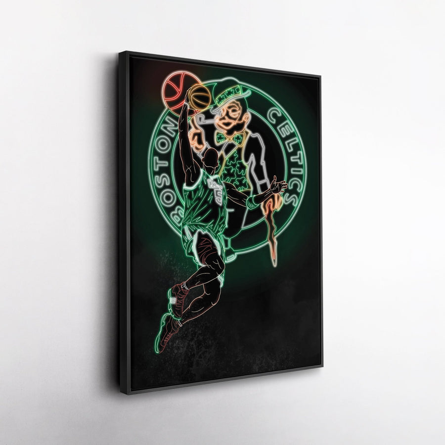 Kevin Garnett Neon Canvas Art | Celtics Wall Decor - CanvasNeon
