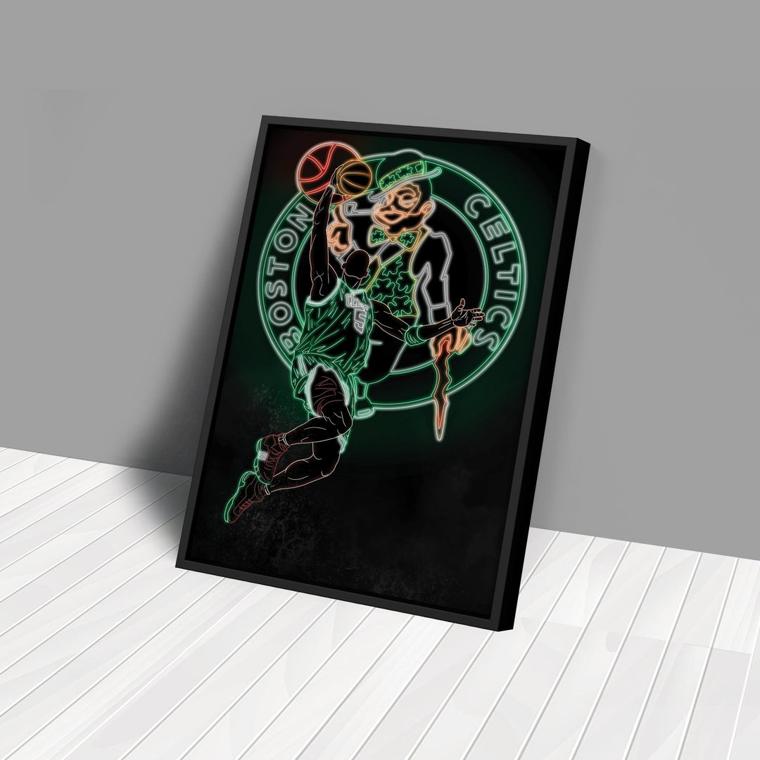 Kevin Garnett Neon Canvas Art | Celtics Wall Decor - CanvasNeon