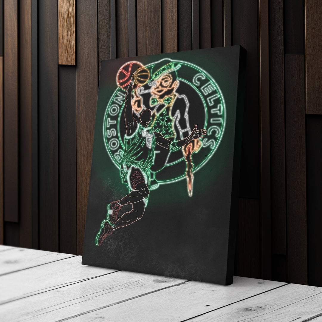 Kevin Garnett Neon Canvas Art | Celtics Wall Decor - CanvasNeon