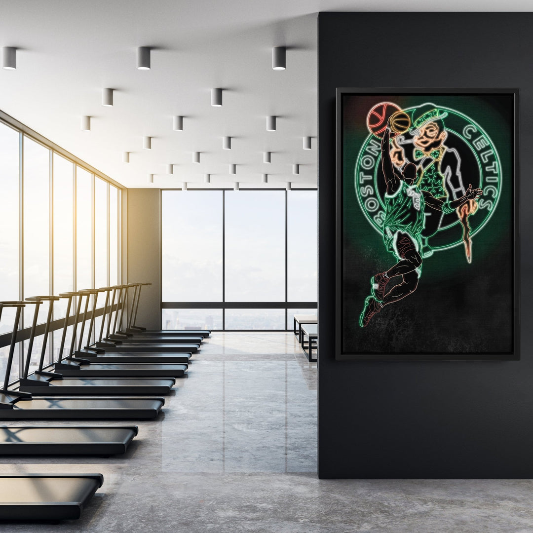 Kevin Garnett Neon Canvas Art | Celtics Wall Decor - CanvasNeon