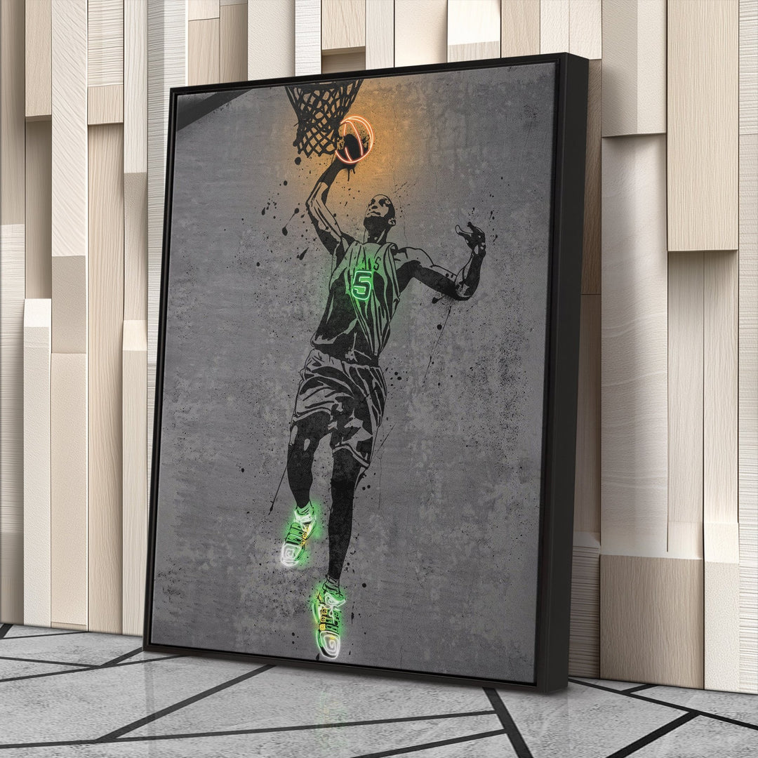 Kevin Garnett Neon Canvas Art | Modern Wall Decor for Celtics Fans - CanvasNeon