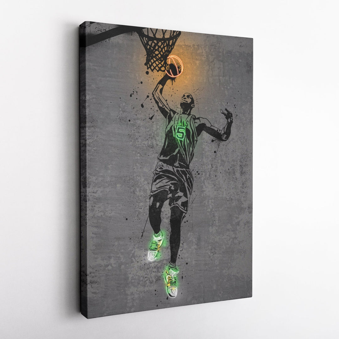 Kevin Garnett Neon Canvas Art | Modern Wall Decor for Celtics Fans - CanvasNeon