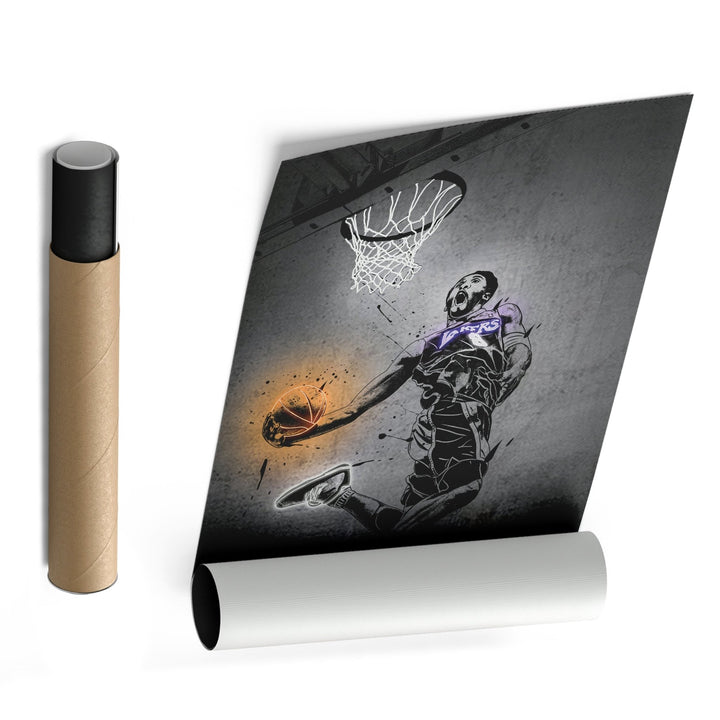Kobe Bryant Dunk Neon Canvas Art | Modern Wall Decor for Lakers Fans - CanvasNeon