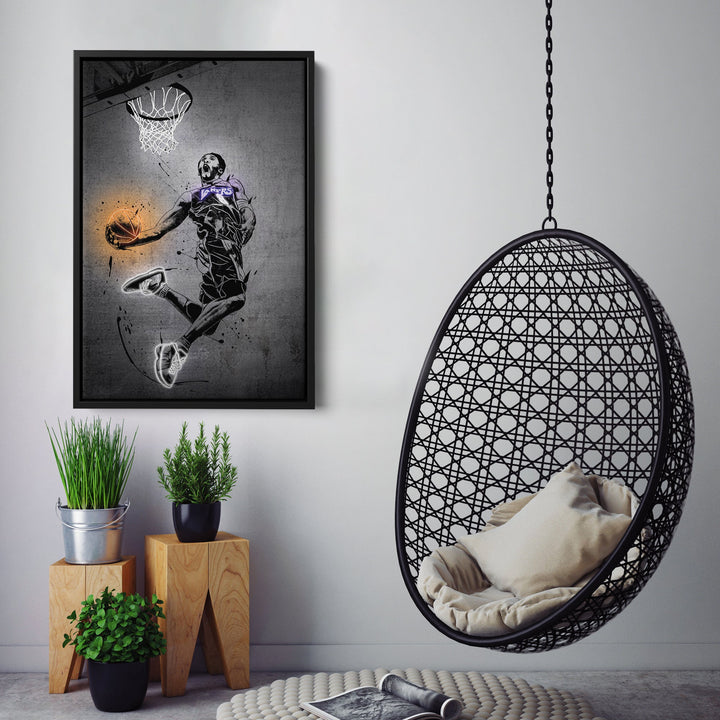 Kobe Bryant Dunk Neon Canvas Art | Modern Wall Decor for Lakers Fans - CanvasNeon