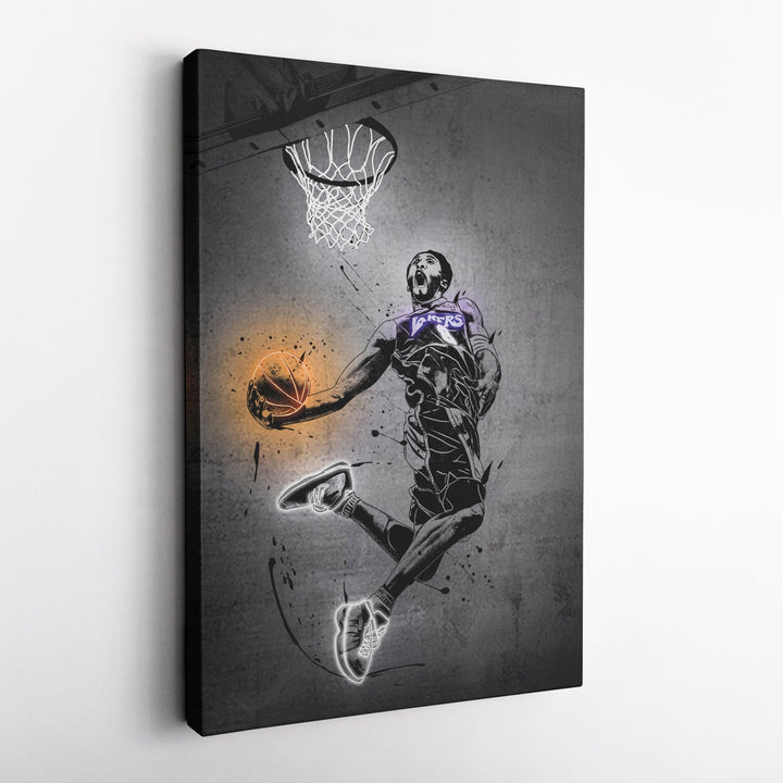 Kobe Bryant Dunk Neon Canvas Art | Modern Wall Decor for Lakers Fans - CanvasNeon