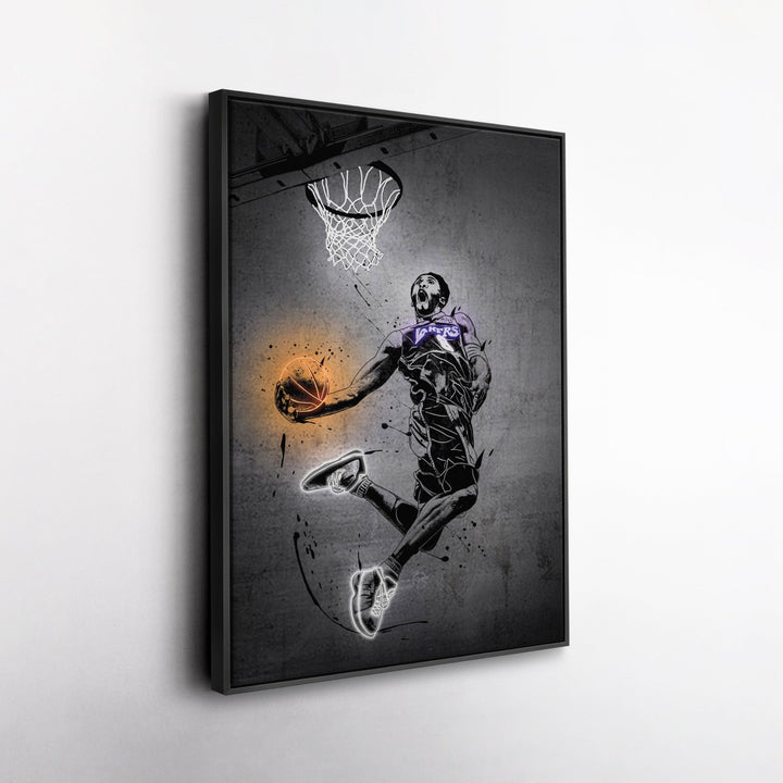 Kobe Bryant Dunk Neon Canvas Art | Modern Wall Decor for Lakers Fans - CanvasNeon