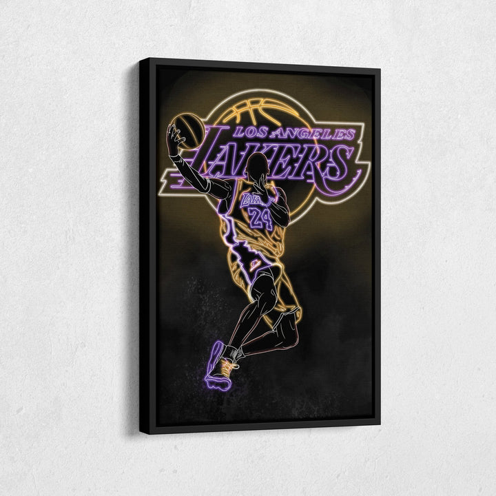 Kobe Bryant Neon Canvas Art | Lakers Wall Decor - CanvasNeon